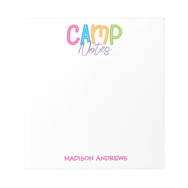 Summer Camp Personalised Notepad (Front)
