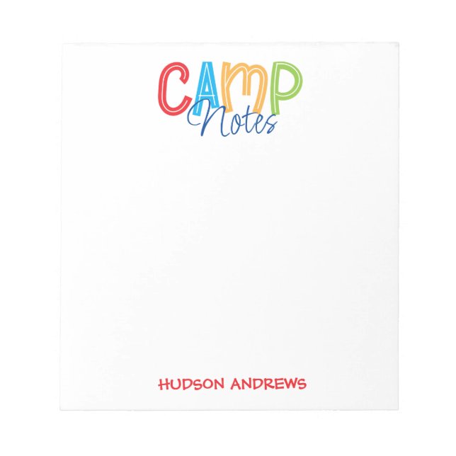 Summer Camp Personalised Notepad (Front)