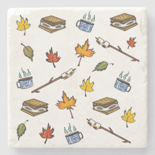 Summer Camp S’mores Campfire Happy Camper Bonfire Stone Coaster