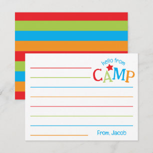 Summer Camp Stationery Colorful Stripes Boys Card