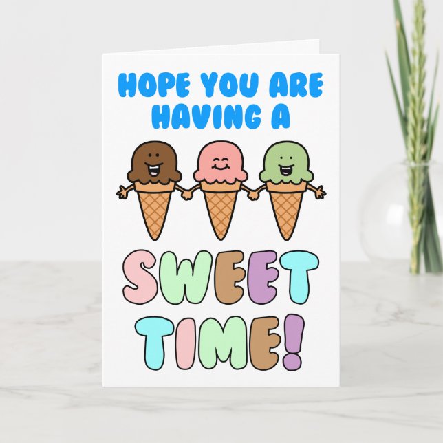 Summer Camp Sweet Time Ice Cream Blank Card (Front)
