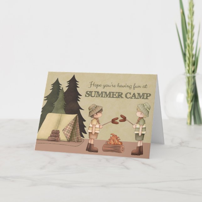 Summer Camp Thinking of You, boy campers Card (Front)