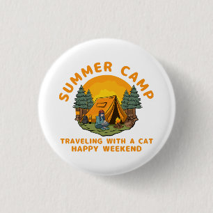 Summer camp travelling with a cat 3 cm round badge