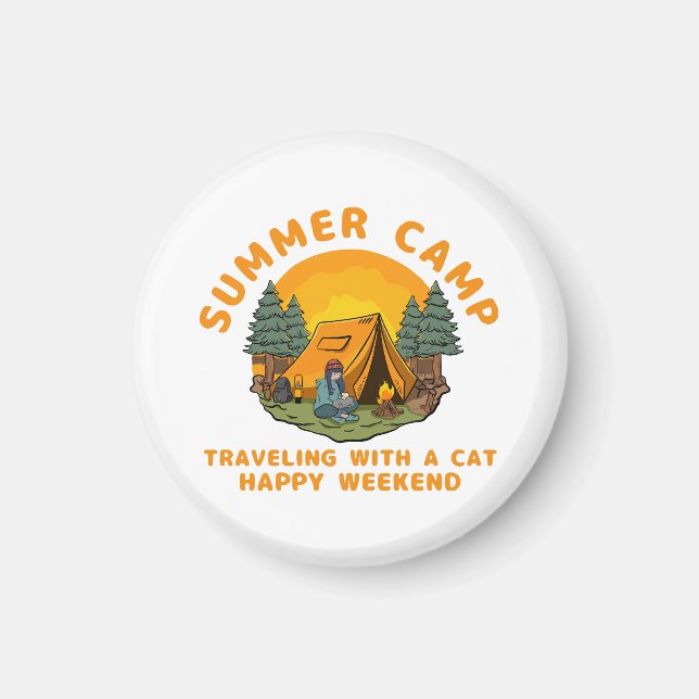 Summer camp  travelling with a cat  magnet (Front)