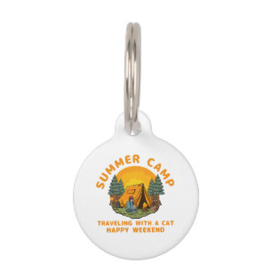 Summer camp travelling with a cat pet tag
