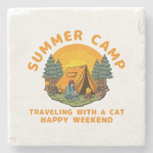 Summer camp  travelling with a cat  stone coaster