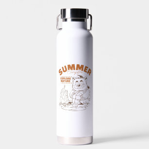 Summer Campfire Explore Nature – Vintage Cat Water Bottle
