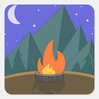 Summer campfire square sticker