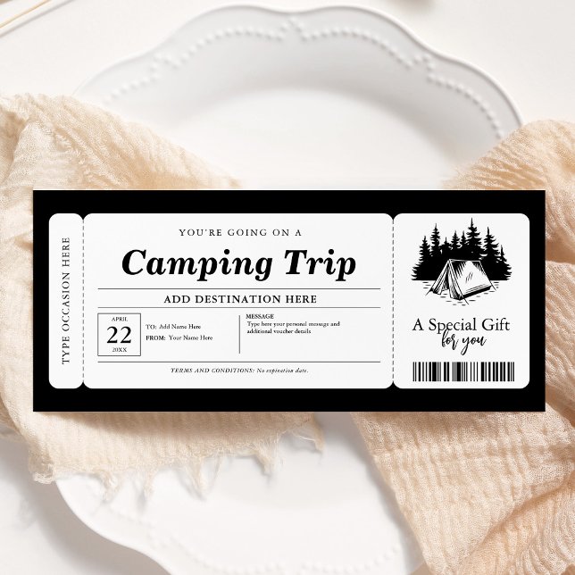 Summer Camping Trip Voucher Certificate Invitation (Creator Uploaded)