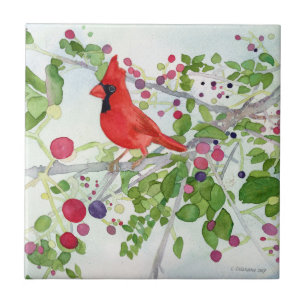 Summer Cardinal Ceramic Tile