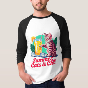 Summer Cat & Chill – Cute Tropical Feline T-Shirt