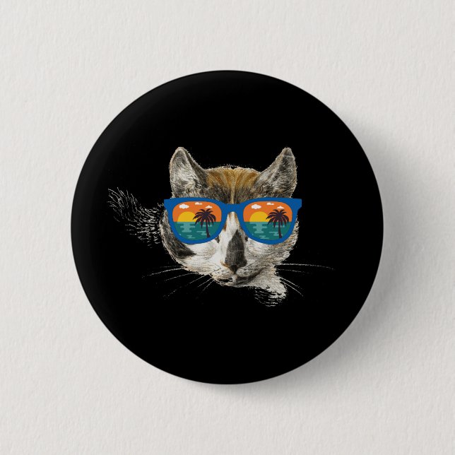 Summer Cat  Funny Cat 6 Cm Round Badge (Front)