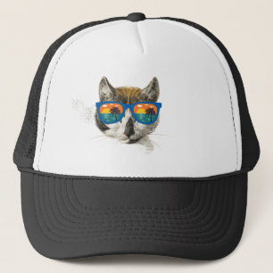 Summer Cat Funny Cat Trucker Hat