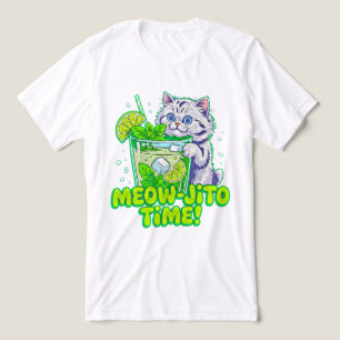 Summer Cat Meowjito Time! Funny Feline Cocktail Tri-Blend Shirt