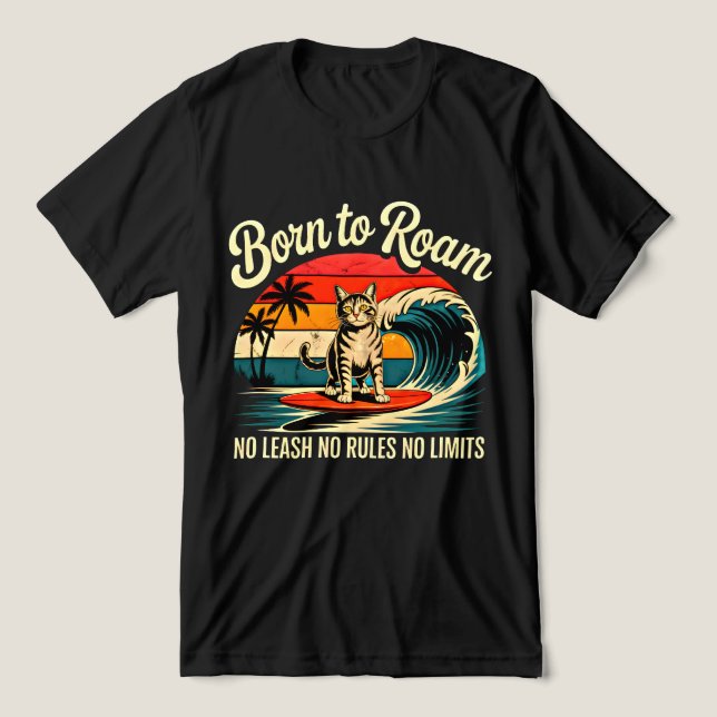 Summer Cat No Leash No Rules Funny Feline  Tri-Blend Shirt (Design Front)