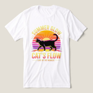 Summer Cat Retro Glow - Funny Feline Beach Tri-Blend Shirt