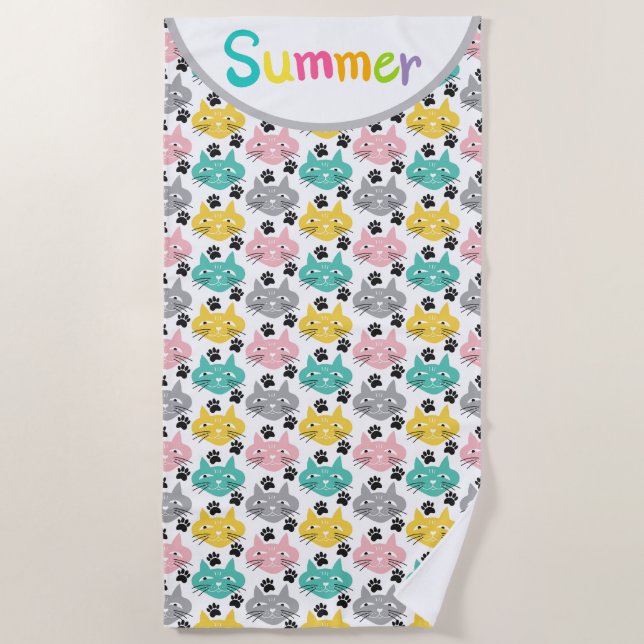 Summer Cats  Beach Towel (Front)