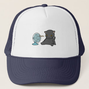 summer cats design infront of fan dogs design trucker hat