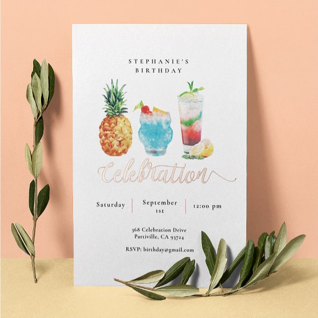 Summer Celebration Blue Cocktail Birthday Party (Creator Uploaded)