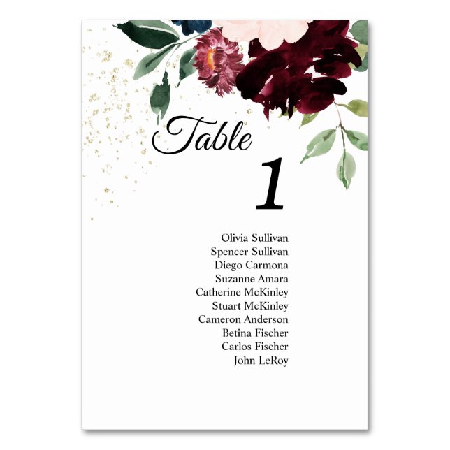 Summer Celebration Table Numbers Sign with Guests (Front)