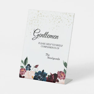 Summer Celebration Wedding Gentlemen Bathroom Pedestal Sign