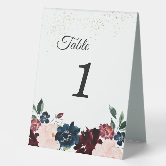 Summer Celebration Wedding Table Number Tent Sign (Front)