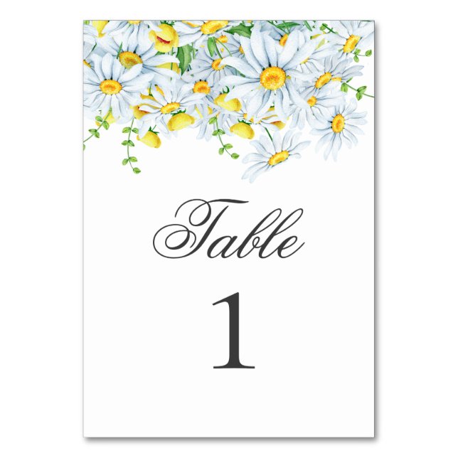 Summer chamomile. Spring garden flowers wedding Table Number (Front)