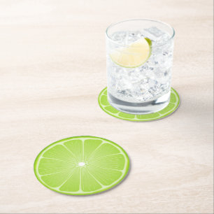 Summer Cheers: Fun Lime Round Paper Coaster