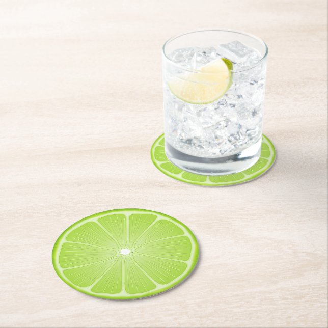 Summer Cheers: Fun Lime Round Paper Coaster (Insitu)
