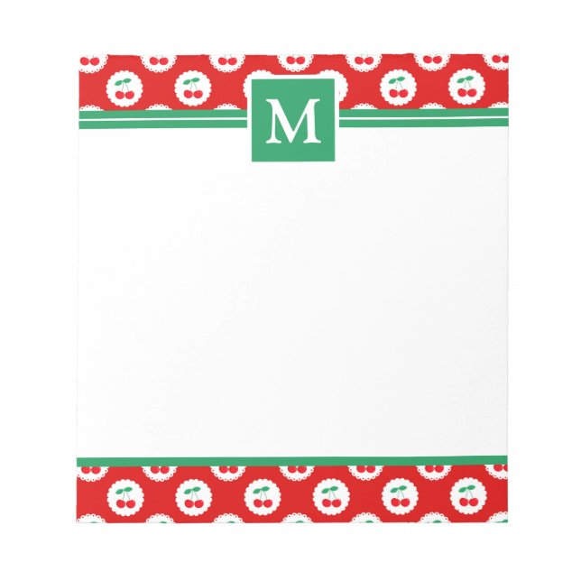 Summer Cherries Monogram Notepad (Front)