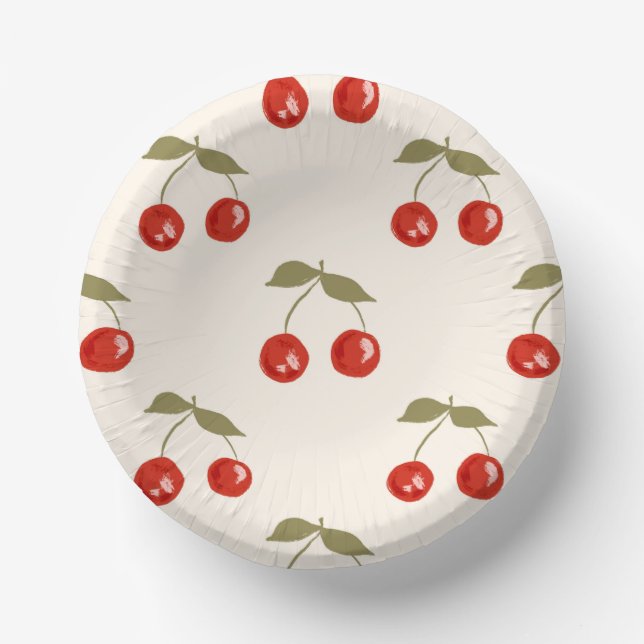 Summer Cherries Paper Plate (Front)