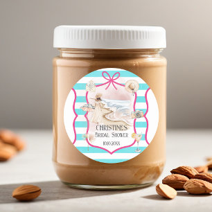 Summer Chic Beach and Waves Bridal Shower Classic Round Sticker