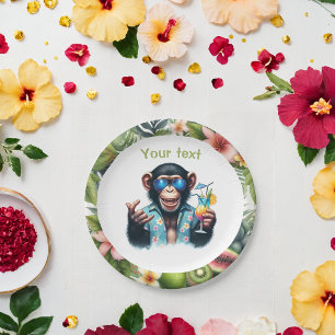 Summer Chill Chimp Chillin - Sunglasses & Cocktail Paper Plate