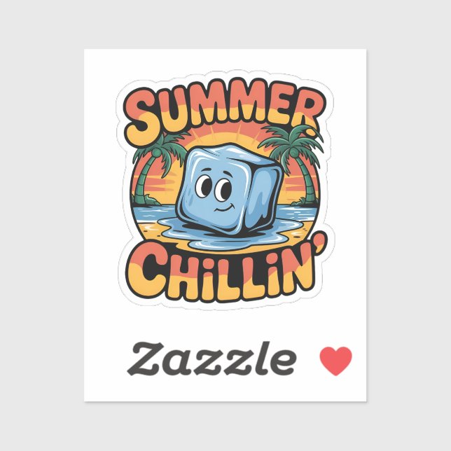 Summer Chillin' Cute Ice Cube Retro Beach Sunset (Sheet)