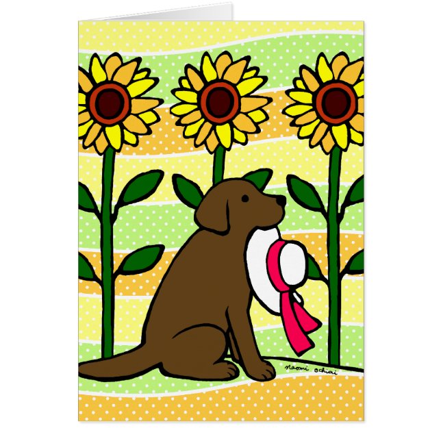 Summer Chocolate Labrador with Sunflowers (Front)