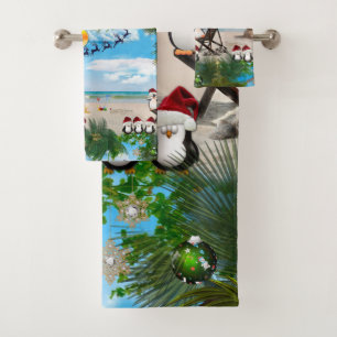 Summer Christmas Baby on the Beach repeat Bath Towel Set