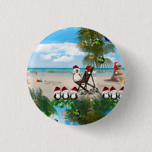 Summer Christmas Baby on the Beach repeat Design 3 Cm Round Badge