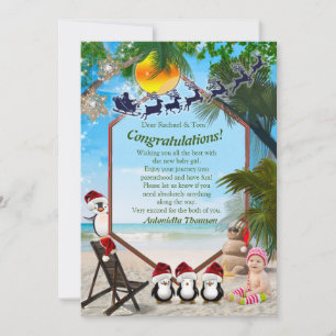 Summer Christmas Baby Shower Congrats card