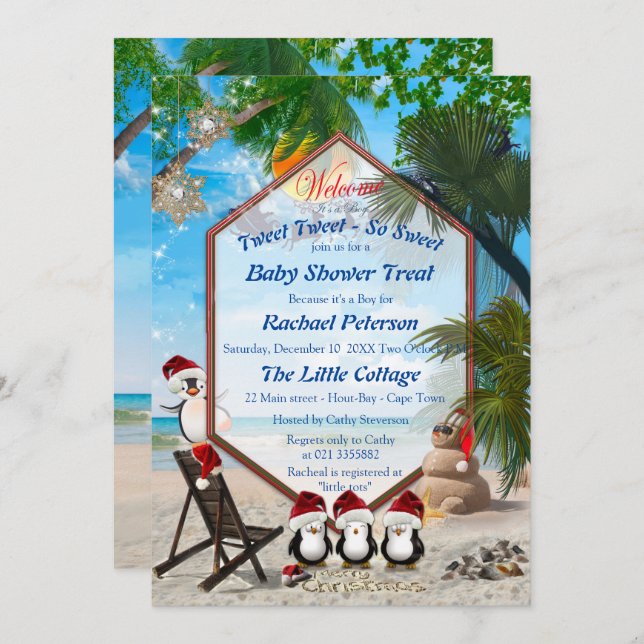 Summer Christmas Baby Shower Invitation (Front/Back)