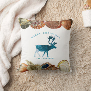 Summer Christmas Beach Seashell Deer Cushion