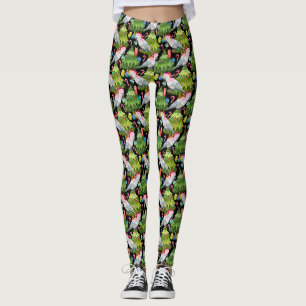 Summer Christmas Cockatoo Pattern Leggings