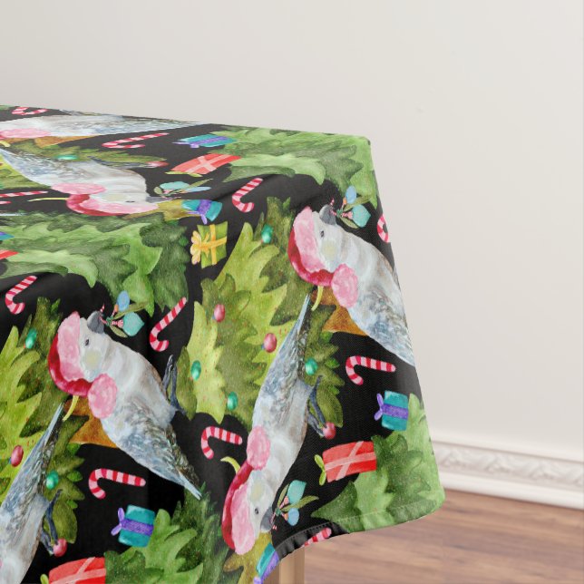 Summer Christmas Cockatoo Pattern Tablecloth (In Situ)