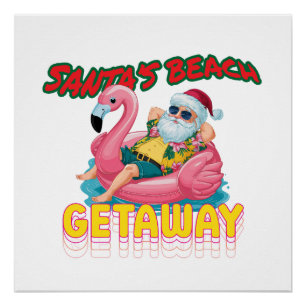 Summer Christmas Gift Tropical Christmas Poster