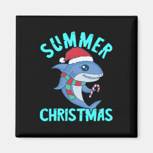 Summer Christmas In July Cute Santa Shark Fish Xma Magnet