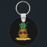 Summer Christmas In July Pineapple Sungl Santa Hat Key Ring<br><div class="desc">Summer Christmas In July Pineapple Sungl Santa Hat Light</div>