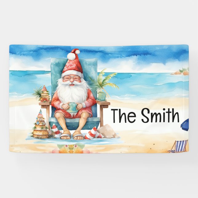 Summer Christmas  in July  Santa Claus on beach  Banner (Horizontal)
