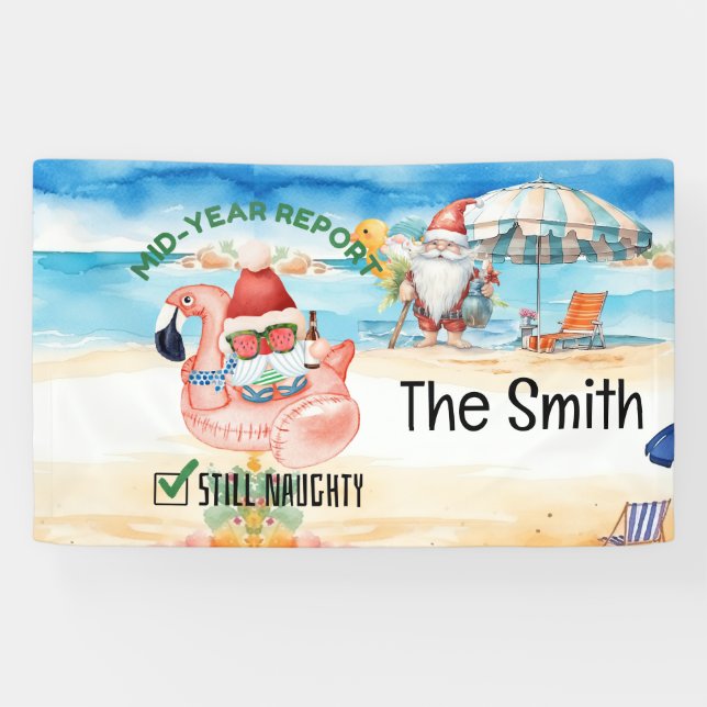 Summer Christmas  in July  Santa Claus on beach  Banner (Horizontal)