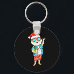 Summer Christmas In July Tropical Santa Holding Ju Key Ring<br><div class="desc">Summer Christmas In July Tropical Santa Holding Juice Xmas</div>