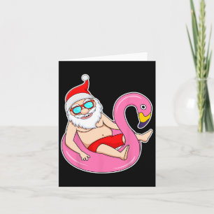 Summer Christmas In July Tropical Santa On Pool Su Card
