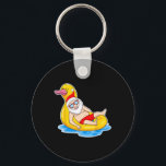Summer Christmas In July Tropical Santa On Pool Su Key Ring<br><div class="desc">Summer Christmas In July Tropical Santa On Pool Summer Santa</div>